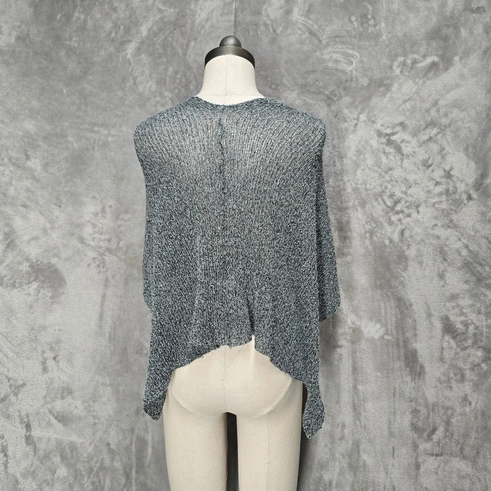 Gray Knit‎ Poncho Shrug Cowl Neck Asymmetrical Rayon Wrap Shawl Boho Layer Drape